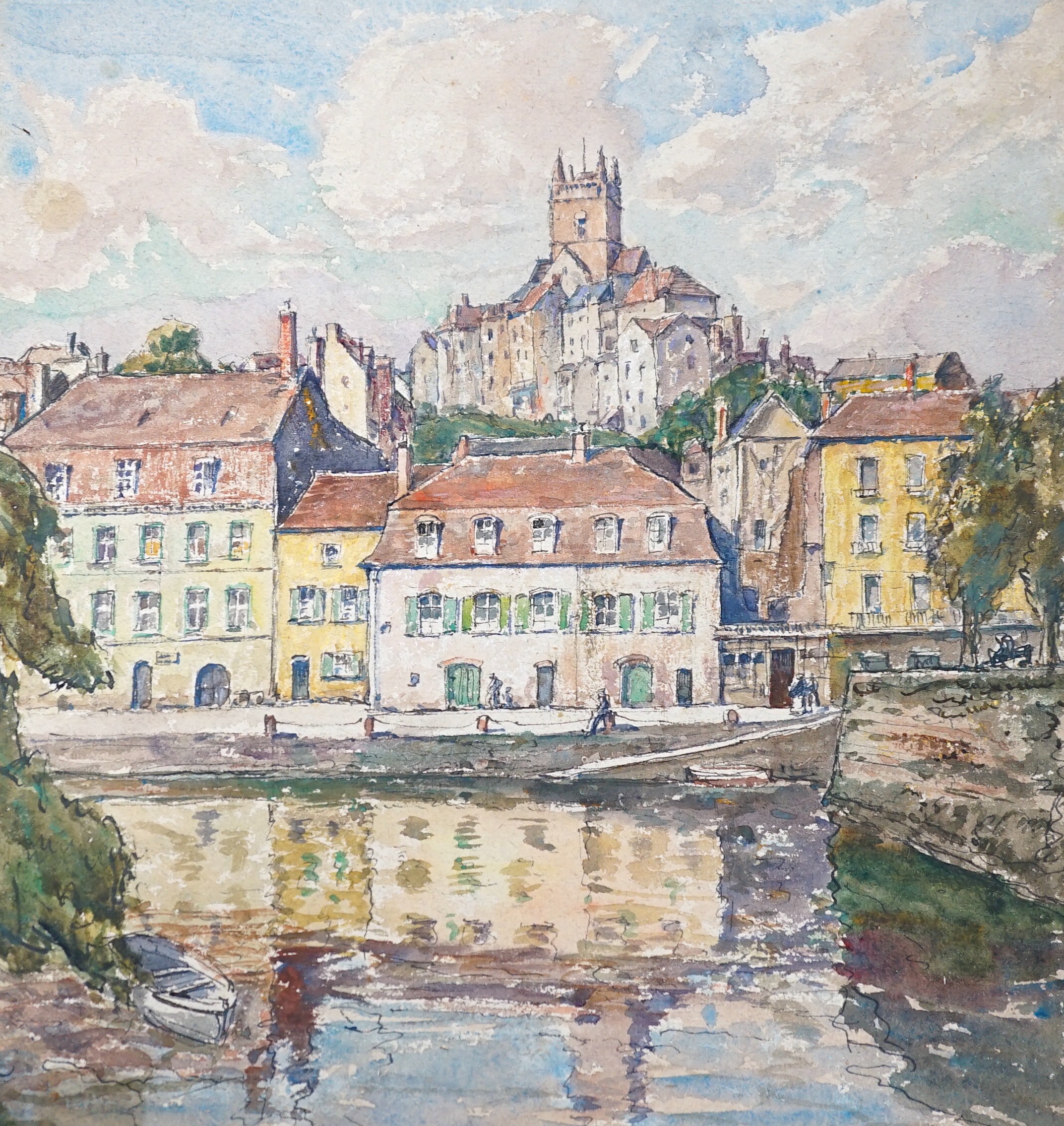 Harold Samuel Merritt and May Townsend, five watercolour landscapes by Merritt, Westmorland, Brittany and Shoreham Kent, largest 28 x 40cm, and two London Park views by Townsend, Kensington Gardens and Marble Arch, large